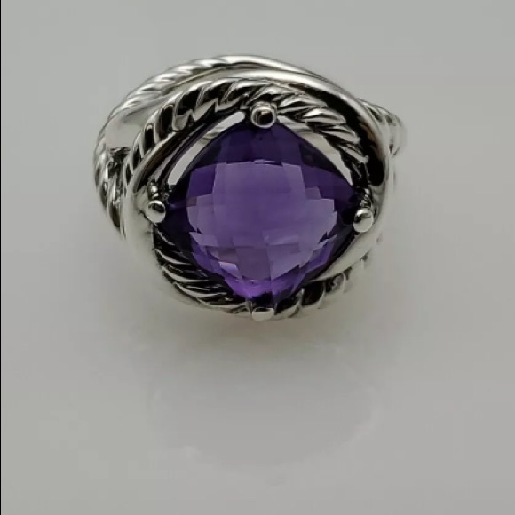 David Yurman Silver Ring with Purple Stone - Picture 6 of 7